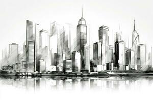 City graphic black white cityscape skyline sketch illustration photo