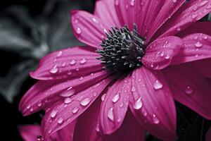 Close up of flowers processed to get a dark red and moody effect. Texture, patterns, AI Generated photo