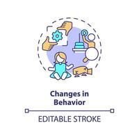 2D editable changes in behavior thin line icon concept, isolated vector, multicolor illustration representing behavioral therapy. vector