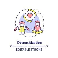 2D editable desensitization thin line icon concept, isolated vector, multicolor illustration representing behavioral therapy. vector