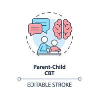 2D editable parent child CBT thin line icon concept, isolated vector, multicolor illustration representing behavioral therapy. vector