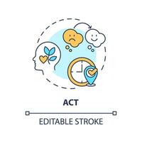 2D editable ACT thin line icon concept, isolated vector, multicolor illustration representing behavioral therapy. vector