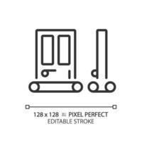 2D pixel perfect editable door seal black icon, isolated vector, soundproofing thin line illustration. vector