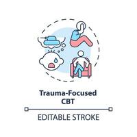 2D editable trauma focused CBT thin line icon concept, isolated vector, multicolor illustration representing behavioral therapy. vector