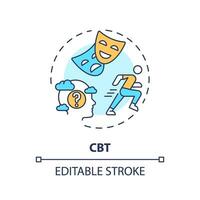 2D editable CBT thin line icon concept, isolated vector, multicolor illustration representing behavioral therapy. vector