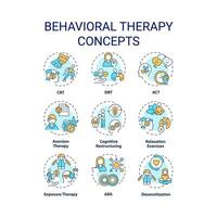 2D editable icons set representing behavioral therapy concepts, isolated vector, thin line colorful illustration. vector