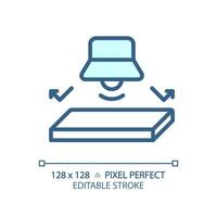 2D pixel perfect editable soundproof flooring blue icon, isolated vector, soundproofing thin line illustration. vector