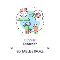 2D editable bipolar disorder thin line icon concept, isolated vector, multicolor illustration representing behavioral therapy. vector