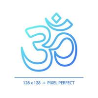 2D pixel perfect blue gradient om icon, isolated vector, meditation thin line illustration. vector