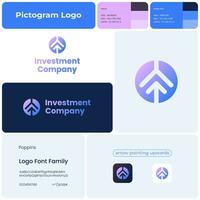 Investment company gradient glyph business logo. Brand name. Financial consulting. Arrow pointing up. Design element. Visual identity. Suitable for business consultant, tech company vector