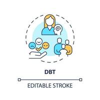 2D editable DBT thin line icon concept, isolated vector, multicolor illustration representing behavioral therapy. vector