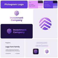 Investment company gradient glyph business logo. Brand name. Capital market. Upward trend. Design element. Visual identity. Suitable for financial consultant, asset manager vector