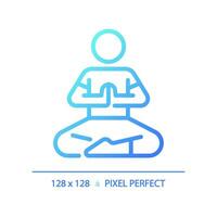 2D pixel perfect blue gradient prayer pose icon, isolated vector, meditation thin line illustration. vector