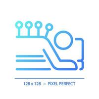 2D pixel perfect blue gradient acupuncture icon, isolated vector, thin line illustration. vector