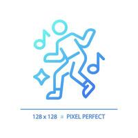 2D pixel perfect blue gradient dance icon, isolated vector, thin line illustration. vector