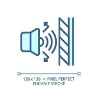 2D pixel perfect editable soundproof layer blue icon, isolated vector, soundproofing thin line illustration. vector