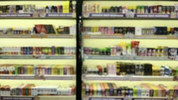 Abstract blurred of products showcase in a store, with bokeh light background. photo
