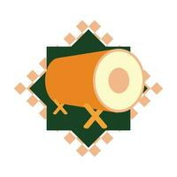 Isolated drum on a white background, Vector illustration. Eps 10. drum icon image vector illustration design  orange and green color tone. mosque drum