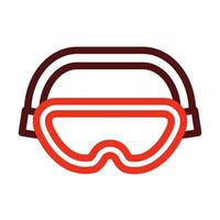 Safety Goggle Vector Thick Line Two Color Icons For Personal And Commercial Use.