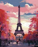 Eiffel Tower. Artwork design, illustration for T-shirt printing or poster photo