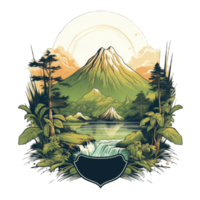 Mountains adventures tshirt vector, isolated in transparent background. png