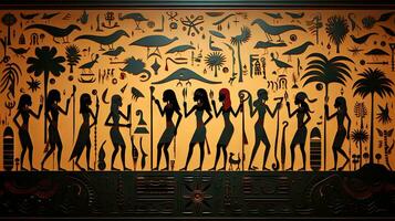 Egyptian hieroglyphs on the background. photo