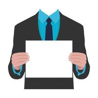 Businessman holding blank white paper. - Vector. vector