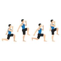 Man doing Walking lunges exercise. vector