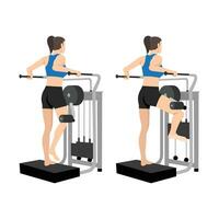 Man doing lever side hip abduction with machine exercise. vector