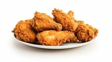 a plate of fried chicken on a white background ai generative photo