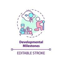 Developmental milestones concept icon. Baby development. Physical exam. Pediatric doctor. Baby growth. Infant care abstract idea thin line illustration. Isolated outline drawing. Editable stroke vector