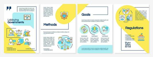 2D lobbying government multicolor brochure template, leaflet design with linear icons, 4 vector layouts.