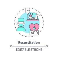 Resuscitation concept icon. Life support. Airway management. Critical illness. Aid help. Emergency health care abstract idea thin line illustration. Isolated outline drawing. Editable stroke vector