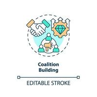 Editable coalition building icon concept, isolated vector, lobbying government thin line illustration. vector