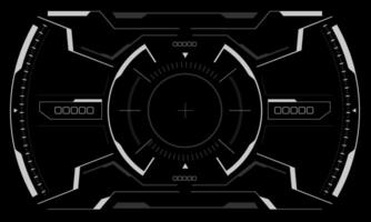 HUD sci-fi interface screen view white geometric on black design virtual reality futuristic technology creative display vector