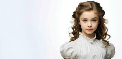 Beautiful young girl in dress banner. Generate Ai photo