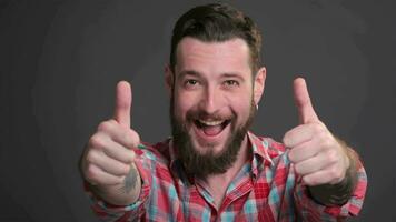 Bearded guy expresses great delight video