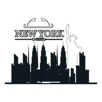 Vector designed skyline travel label, new york city.