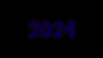 Neon text animation with the words 2024 flashing. video