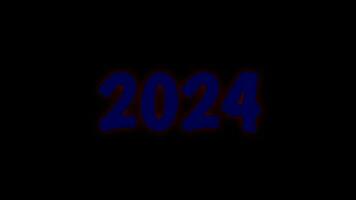 Neon text animation with the words 2024 flashing. video