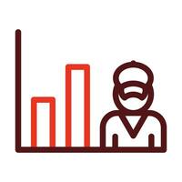 Batting Average Vector Thick Line Two Color Icons For Personal And Commercial Use.