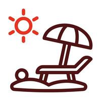 Beach Vector Thick Line Two Color Icons For Personal And Commercial Use.