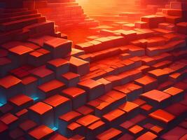 abstract background of red bricks, 3d rendering. photo