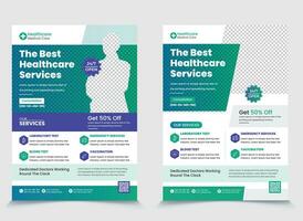 A4 paper size Medical healthcare services flyers, dental flyers, hospital leaflet, medicine promo sales services flyers vector print ready file