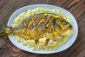 Fried saffron sea bream photo