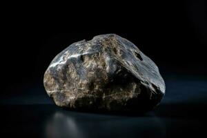 Musgravite is a rare precious natural geological stone on a black background in low key. AI generated. photo