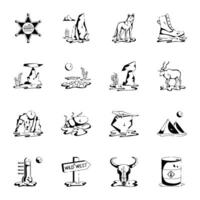 Bundle of Wild West Glyph Icons vector