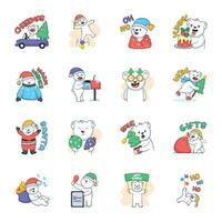 Modern Set of Flat Style Christmas Preparation Stickers vector