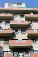 External balcony on the facade of a residential building. photo