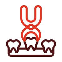 Tooth Extraction Vector Thick Line Two Color Icons For Personal And Commercial Use.